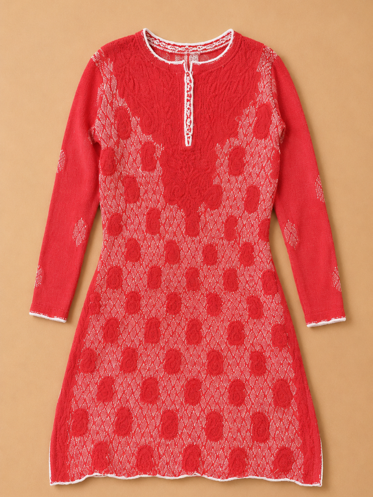 Red Georgette Chikankari Kurta