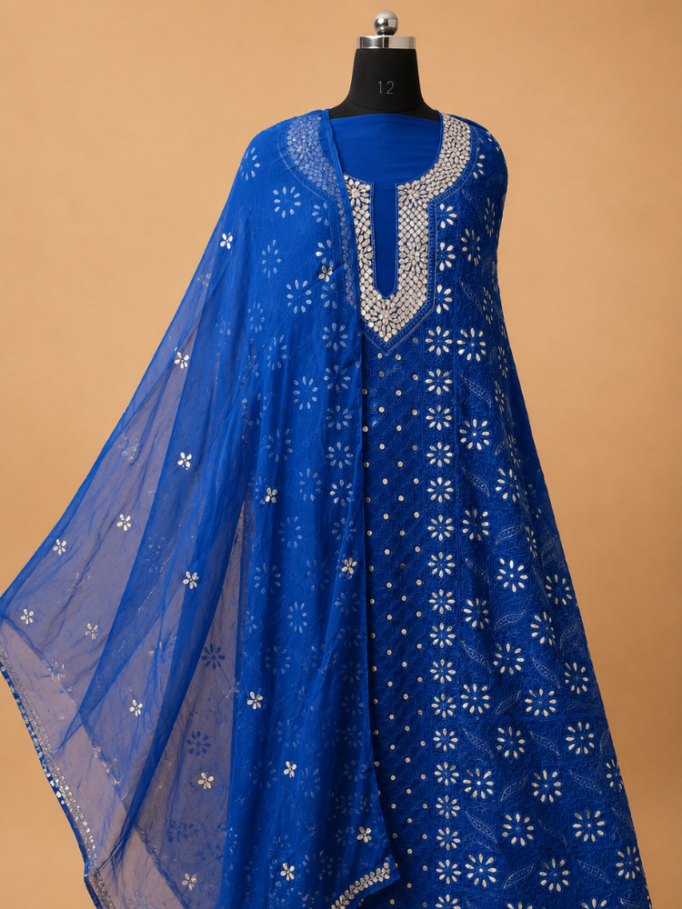 Royal Blue Chikankari Partywear Suit With Gotapatti