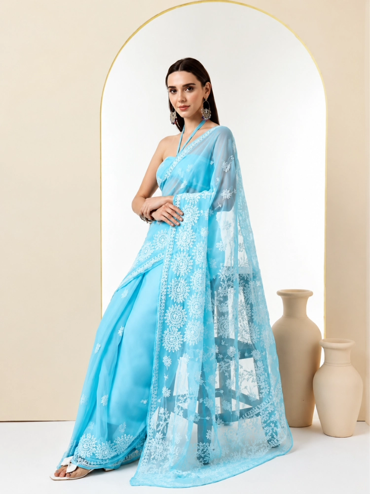 Chikankari Saree With Hand Embroidery