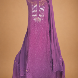 Partywear Purple Chikankari Suit With Mukaish