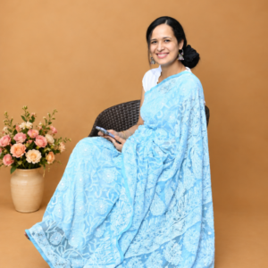 Chikankari Saree With Jaal Hand Embroidery