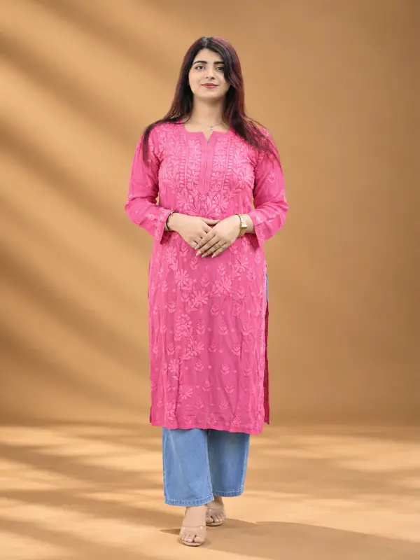 Floral Embroidered Straight Kurti