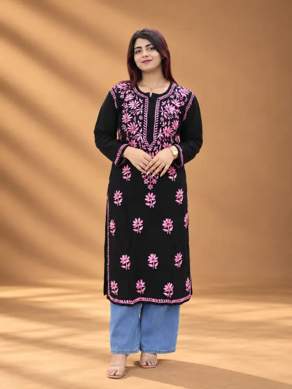 Floral Embroidered Straight Kurti