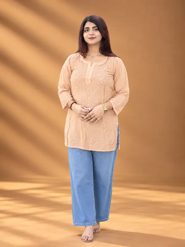 Floral Embroidered Straight Kurti
