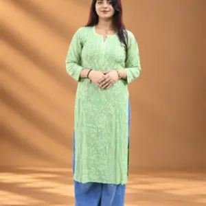 Rani Pink Chanderi Silk Kurta Set with Chikankari Hand Embroidery