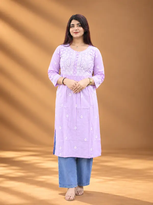 Floral Embroidered Straight Kurti
